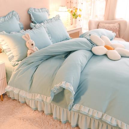 欧冠 2022新款公主风爱恋系列四件套 爱恋-慕蓝