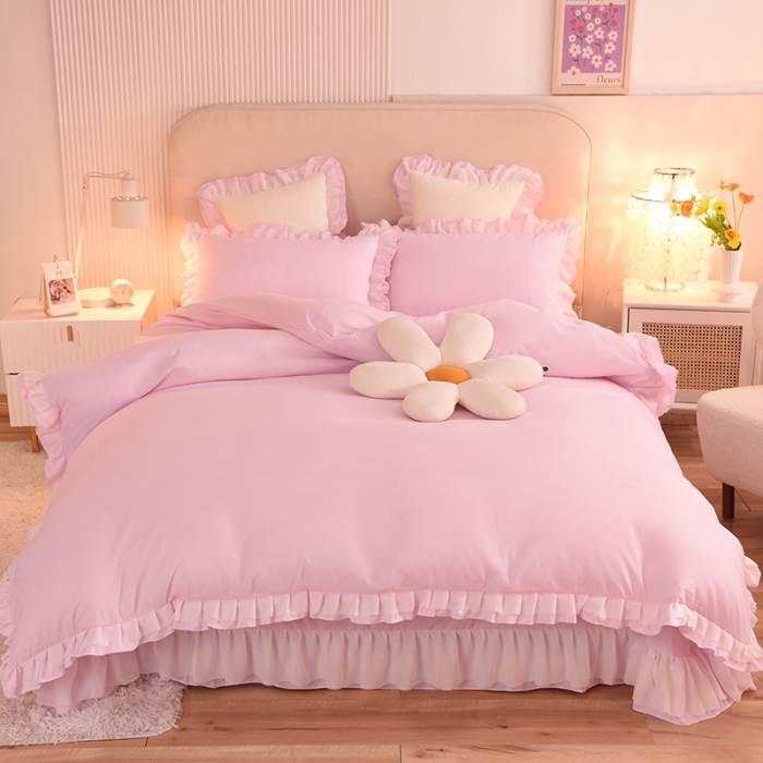 91家纺网 家纺一手货源 找家纺 欧冠 2022新款公主风爱恋系列四件套 爱恋-浅粉