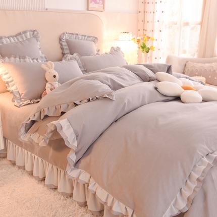 欧冠 2022新款公主风爱恋系列四件套 爱恋-浅灰