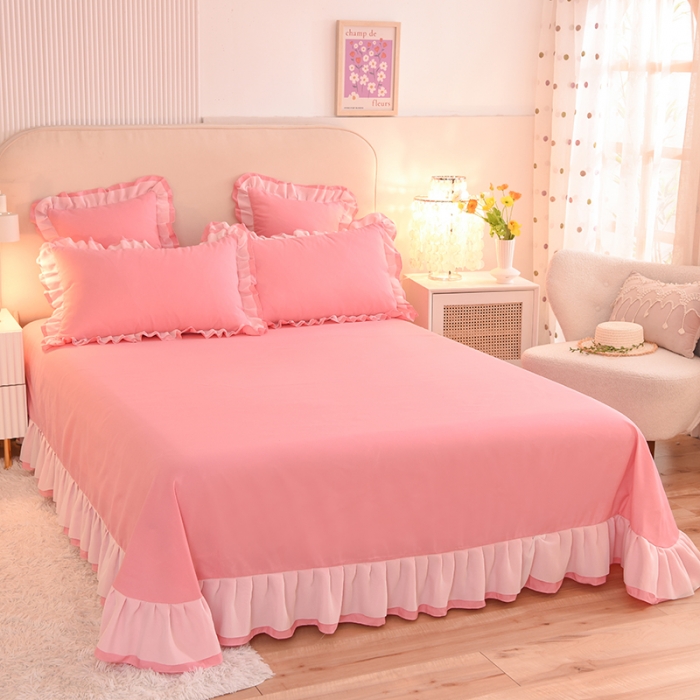 91家纺网 家纺一手货源 找家纺 欧冠 2022新款公主风爱恋系列四件套 爱恋-石榴红