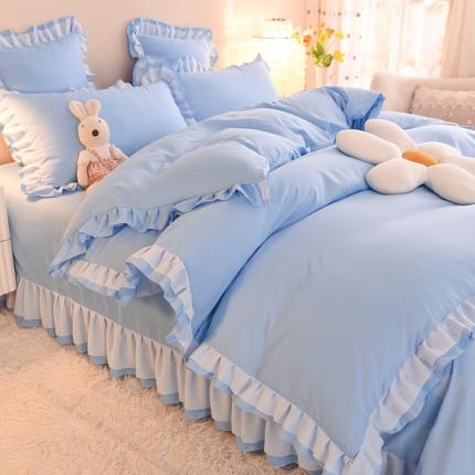 欧冠 2022新款公主风爱恋系列四件套 爱恋-天空蓝