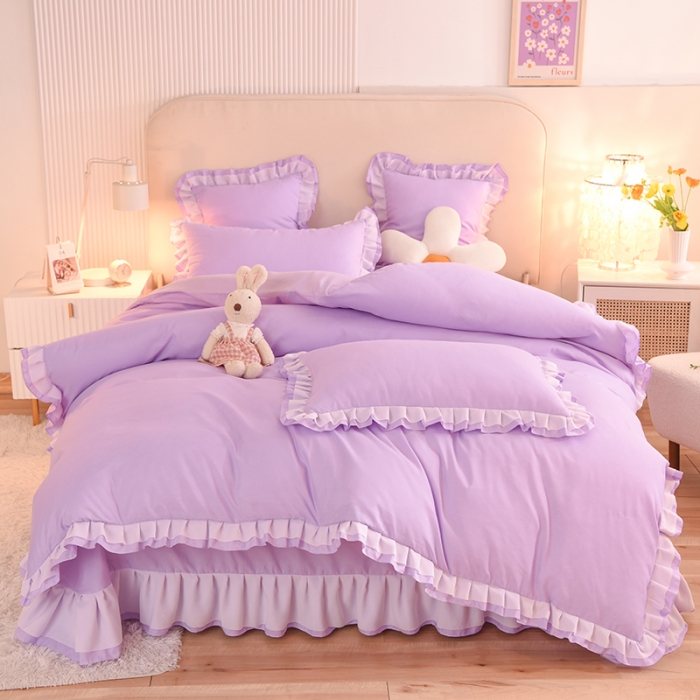 91家纺网 家纺一手货源 找家纺 欧冠 2022新款公主风爱恋系列四件套 爱恋-薰衣紫