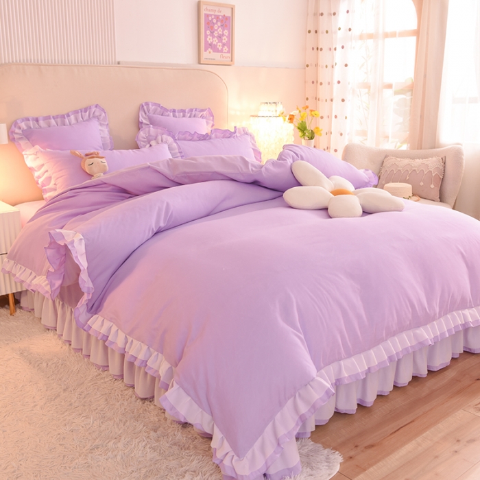 91家纺网 家纺一手货源 找家纺 欧冠 2022新款公主风爱恋系列四件套 爱恋-薰衣紫