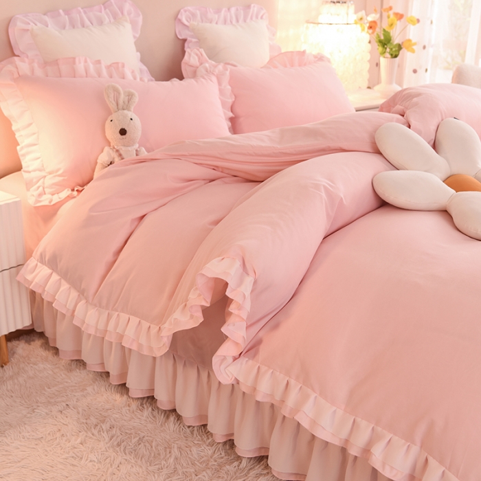 91家纺网 家纺一手货源 找家纺 欧冠 2022新款公主风爱恋系列四件套 爱恋-玉色