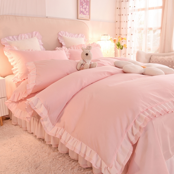 91家纺网 家纺一手货源 找家纺 欧冠 2022新款公主风爱恋系列四件套 爱恋-玉色