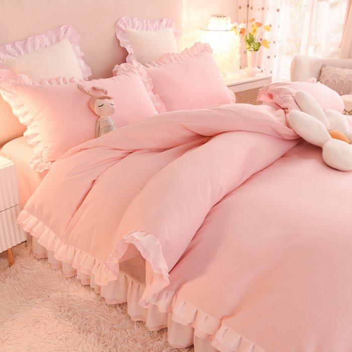 91家纺网 家纺一手货源 找家纺 欧冠 2022新款公主风爱恋系列四件套 爱恋-玉色