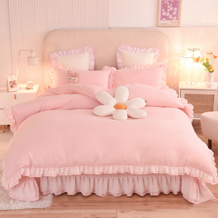 91家纺网 家纺一手货源 找家纺 欧冠 2022新款公主风爱恋系列四件套 爱恋-玉色