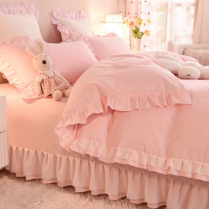 91家纺网 家纺一手货源 找家纺 欧冠 2022新款公主风爱恋系列四件套 爱恋-玉色