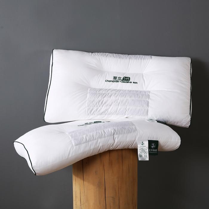 91家纺网 家纺一手货源 找家纺 全棉艾草负离子枕芯花草护颈枕学生睡眠透气枕头酒店单人定型硬枕