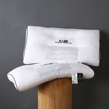 91家纺网 家纺一手货源 找家纺 全棉艾草负离子枕芯花草护颈枕学生睡眠透气枕头酒店单人定型硬枕