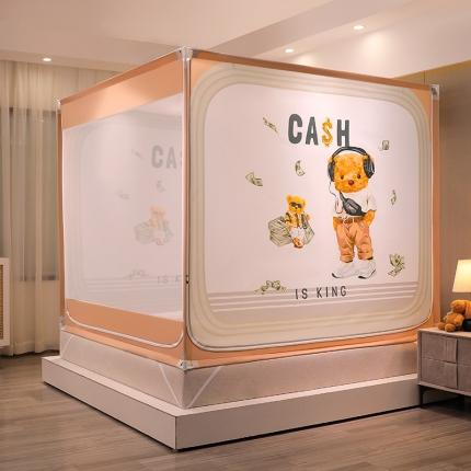 91家纺网 家纺一手货源 找家纺 迪凡保罗 2022新款大版数码印花坐床蚊帐5844 绅士熊