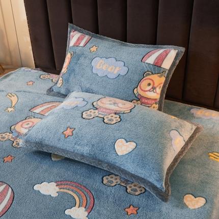 喜居 2021新款雪花绒单枕套 彩虹小伞