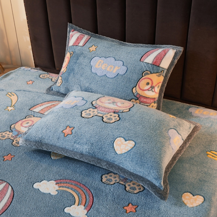 91家纺网 家纺一手货源 找家纺 喜居 2021新款雪花绒单枕套 彩虹小伞