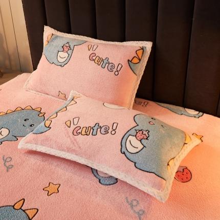 91家纺网 家纺一手货源 找家纺 喜居 2021新款雪花绒单枕套 恐龙宝宝