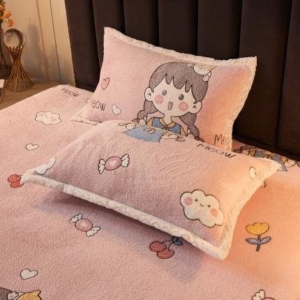 喜居 2021新款雪花绒单枕套 萌萌女孩