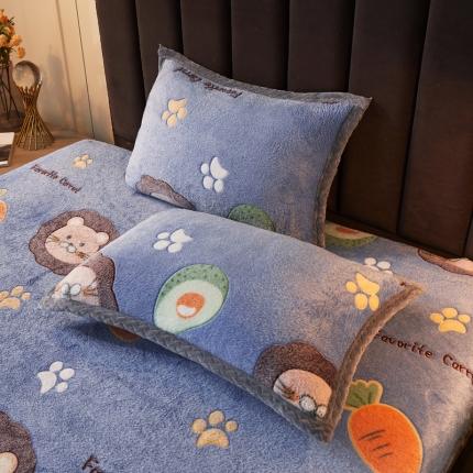 喜居 2021新款雪花绒单枕套 狮子萝萝