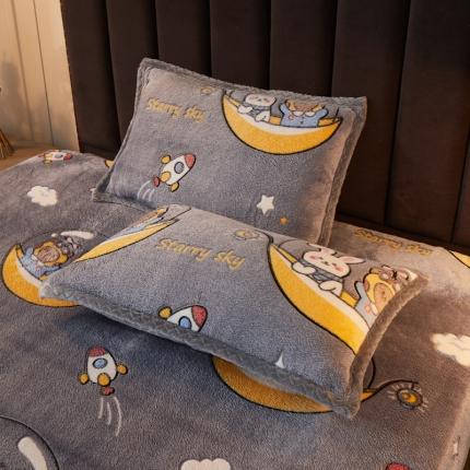 91家纺网 家纺一手货源 找家纺 喜居 2021新款雪花绒单枕套 太空之旅