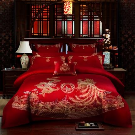 91家纺网 家纺一手货源 找家纺 （总）博之洋 2022新款100支长绒棉提花婚庆四件套