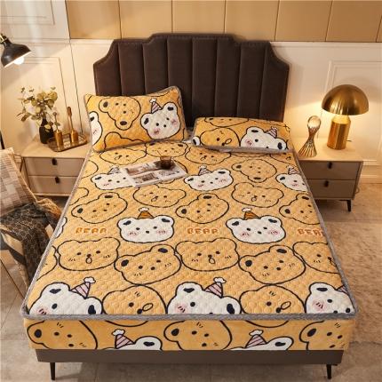 91家纺网 家纺一手货源 找家纺 喜居 2021新款牛奶绒夹棉床笠 欢乐多