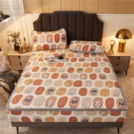 91家纺网 家纺一手货源 找家纺 喜居 2021新款牛奶绒夹棉床笠 相遇