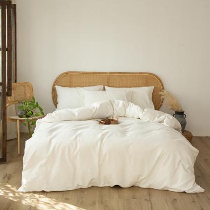 91家纺网 家纺一手货源 找家纺 安莱生活 2021新款田园名宿简约风原棉不染提花四件套 小方格