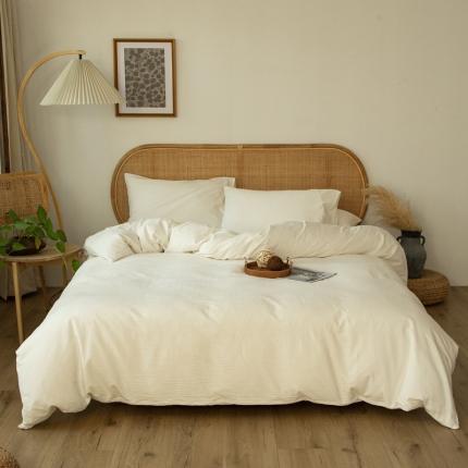 91家纺网 家纺一手货源 找家纺 安莱生活 2021新款田园名宿简约风原棉不染提花四件套 小雨点