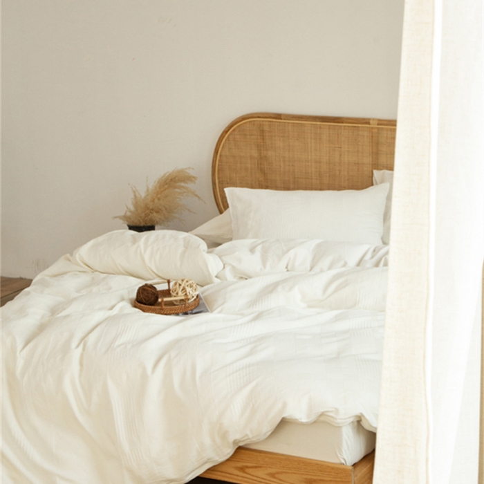 91家纺网 家纺一手货源 找家纺 (总)安莱生活 2021新款田园名宿简约风原棉不染提花四件套