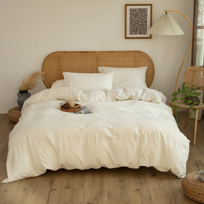 91家纺网 家纺一手货源 找家纺 (总)安莱生活 2021新款田园名宿简约风原棉不染提花四件套