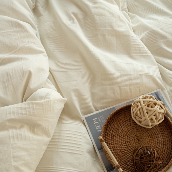 91家纺网 家纺一手货源 找家纺 (总)安莱生活 2021新款田园名宿简约风原棉不染提花四件套