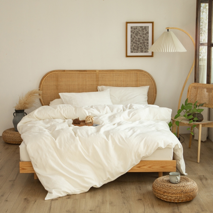 91家纺网 家纺一手货源 找家纺 (总)安莱生活 2021新款田园名宿简约风原棉不染提花四件套