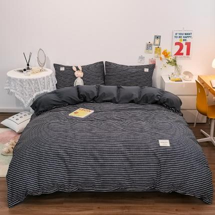 91家纺网 家纺一手货源 找家纺 （总）优承佳 2023新款日系简约风格子磨毛四件套