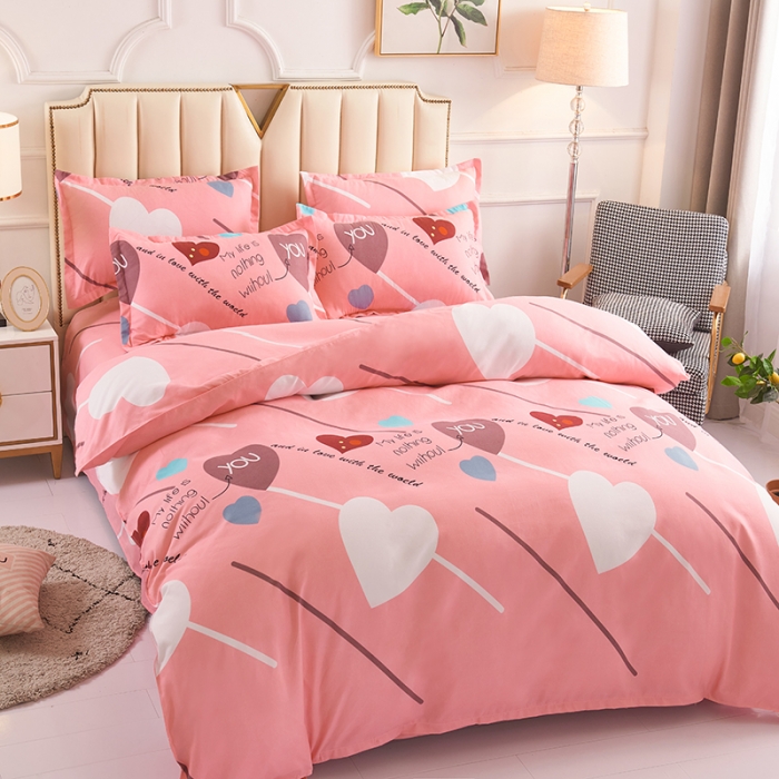 91家纺网 家纺一手货源 找家纺 爱诗诺2025新款植物羊绒四件套磨毛印花亲肤四件套 微微心动