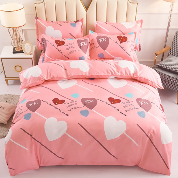 91家纺网 家纺一手货源 找家纺 爱诗诺2025新款植物羊绒四件套磨毛印花亲肤四件套 微微心动