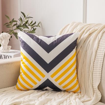 91家纺网 家纺一手货源 找家纺 橘夏纺织品 2025新款短毛绒双面印花抱枕 几何线条