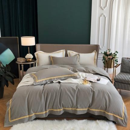 91家纺网 家纺一手货源 找家纺 初拾 2021新款100支磨毛四件套-格瑞斯 烟麦色