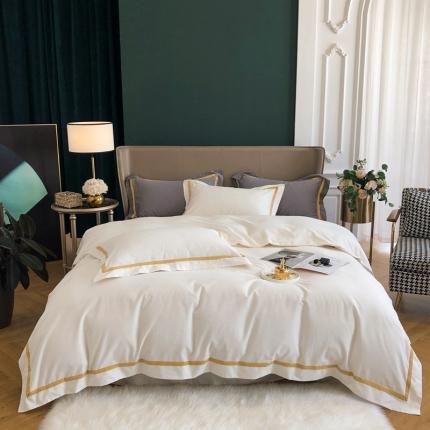 初拾 2021新款100支磨毛四件套-格瑞斯 奶昔白