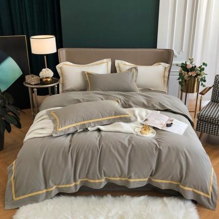 初拾 2021新款100支磨毛四件套-格瑞斯 烟麦色