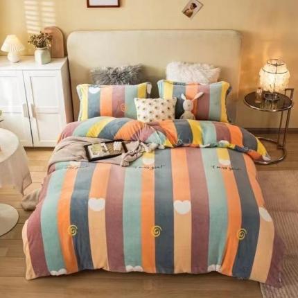 91家纺网 家纺一手货源 找家纺 总凡客 2021秋冬新款总重3.8kg高克重牛奶绒印花四件套