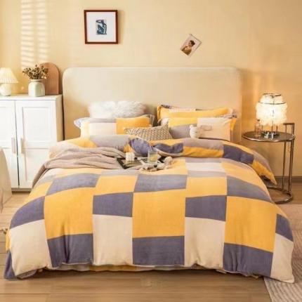 91家纺网 家纺一手货源 找家纺 总凡客 2021秋冬新款总重3.8kg高克重牛奶绒印花四件套