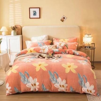 91家纺网 家纺一手货源 找家纺 总凡客 2021秋冬新款总重3.8kg高克重牛奶绒印花四件套