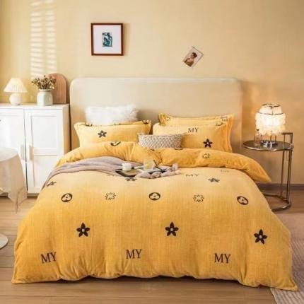 91家纺网 家纺一手货源 找家纺 总凡客 2021秋冬新款总重3.8kg高克重牛奶绒印花四件套