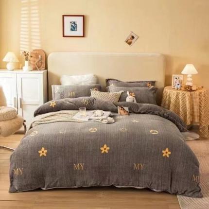 91家纺网 家纺一手货源 找家纺 总凡客 2021秋冬新款总重3.8kg高克重牛奶绒印花四件套