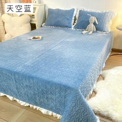 91家纺网 家纺一手货源 找家纺 （总）沐辰2021新款加厚牛奶绒荷叶边款床盖