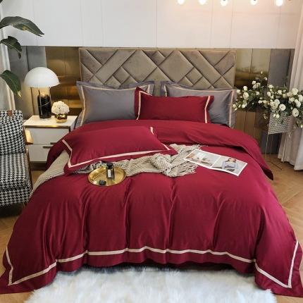 91家纺网 家纺一手货源 找家纺 （总）初拾 2022新款全棉贡缎拼接四件套实拍图-雅