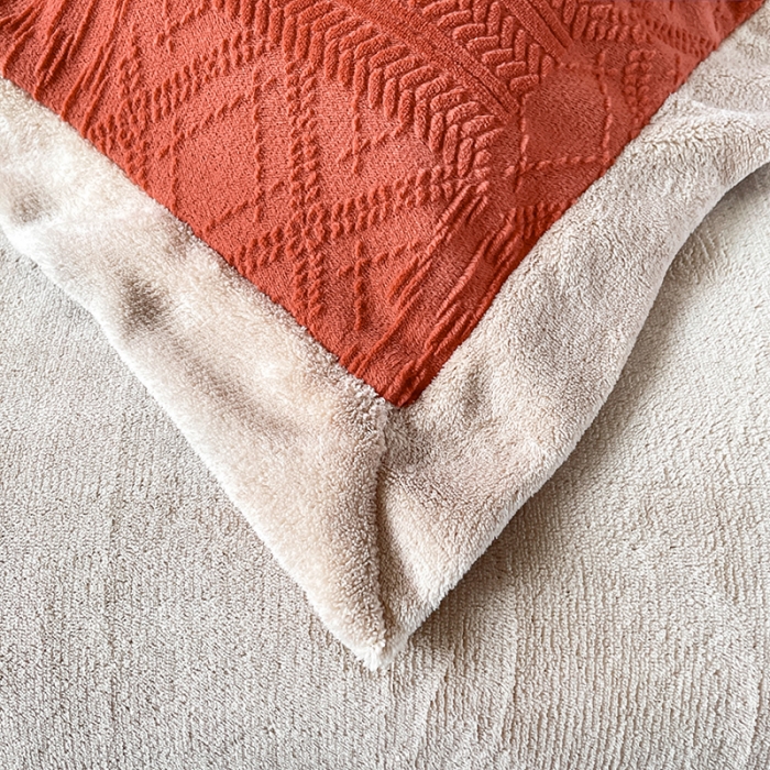 91家纺网 家纺一手货源 找家纺 青竹苑 2021新款230克A类素色牛奶绒雕花四件套 安娜-奶油橙