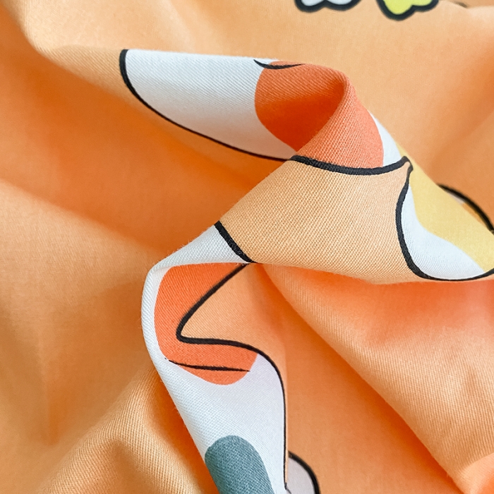 91家纺网 家纺一手货源 找家纺 曼之夏 2022新款13372全棉清新印花四件套 橙花蜜虎