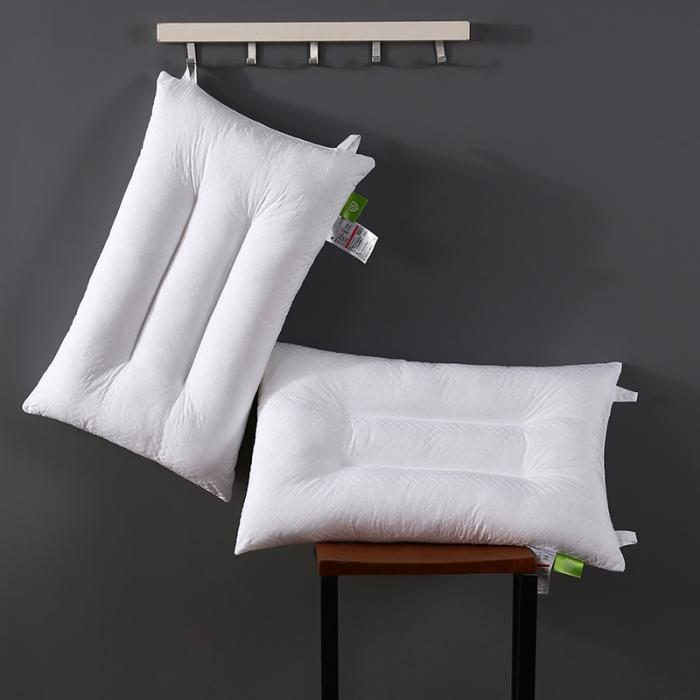 91家纺网 家纺一手货源 找家纺 日式全棉简约绗缝羽丝绒可水洗枕头定型护颈单人安睡枕芯