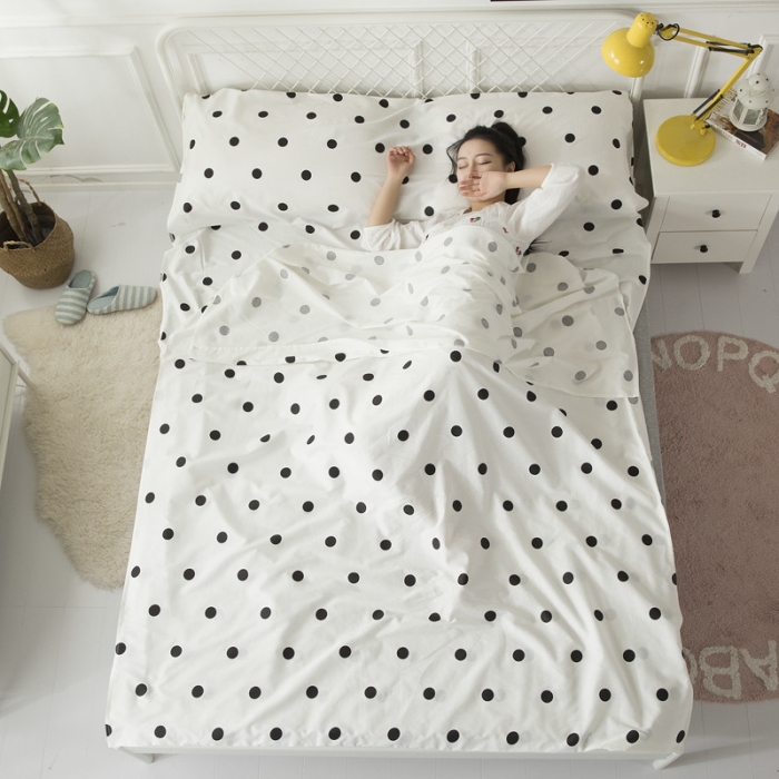 91家纺网 家纺一手货源 找家纺 怡家居  全棉隔脏睡袋印花系列 波点