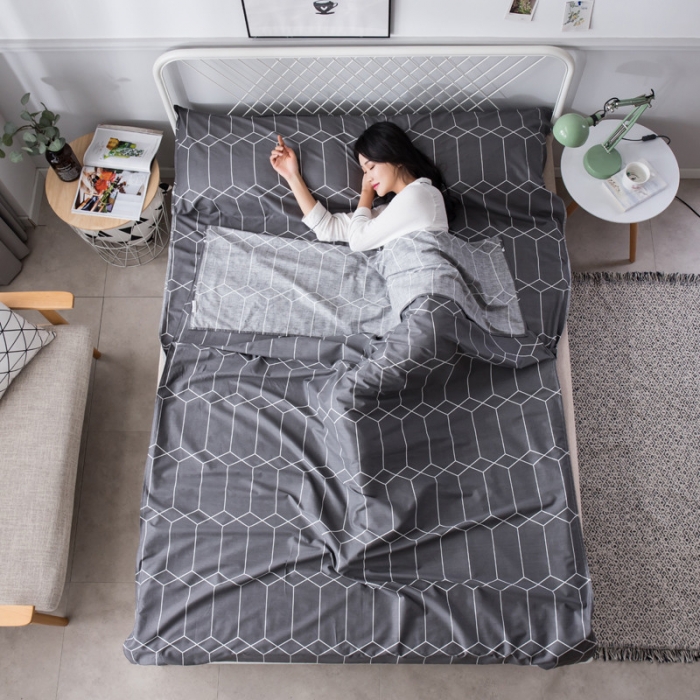 91家纺网 家纺一手货源 找家纺 怡家居  全棉隔脏睡袋印花系列 简约