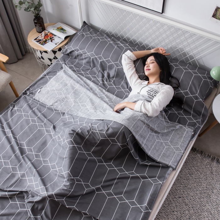 91家纺网 家纺一手货源 找家纺 怡家居  全棉隔脏睡袋印花系列 简约